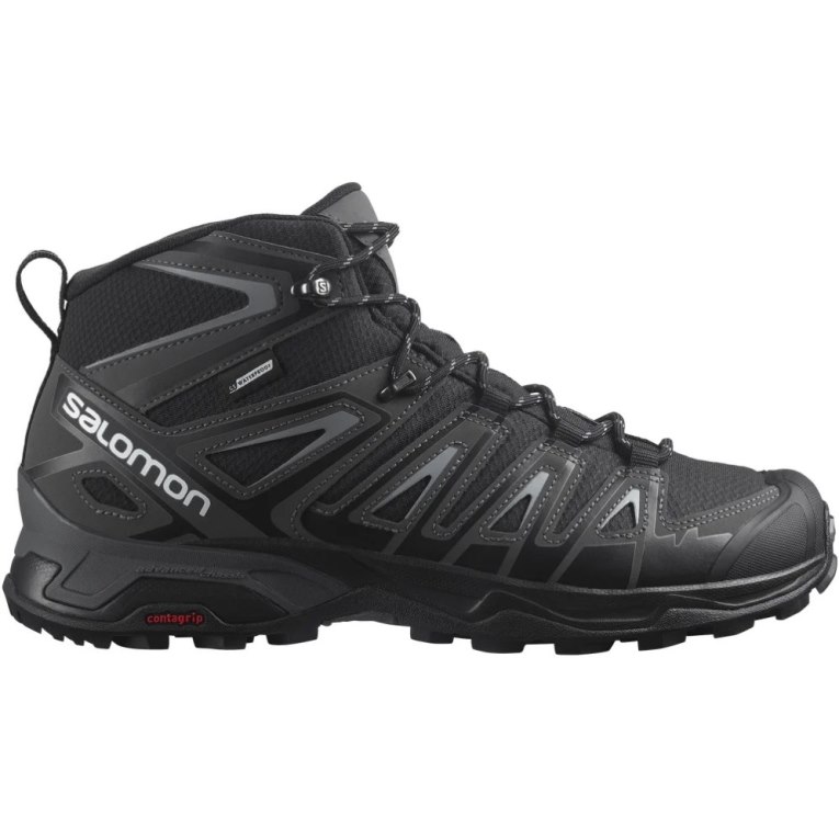 Black Salomon X Ultra Pioneer Mid CSWP Men\'s Hiking Boots | IE ZG3486